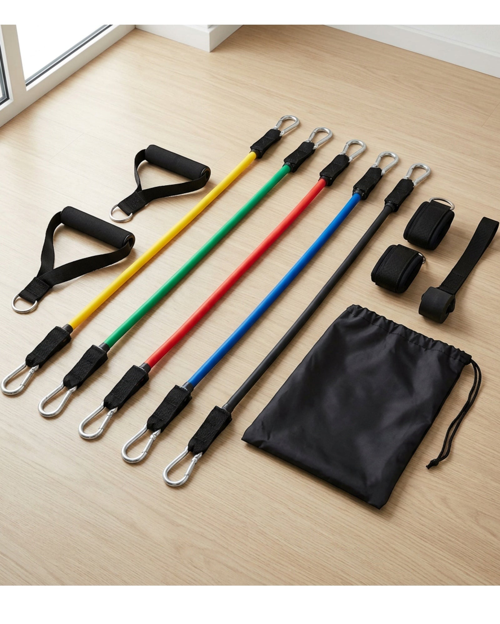 Bkwfx Five Tube Latex Resistance Band Kit with Handles - Lifestyle view